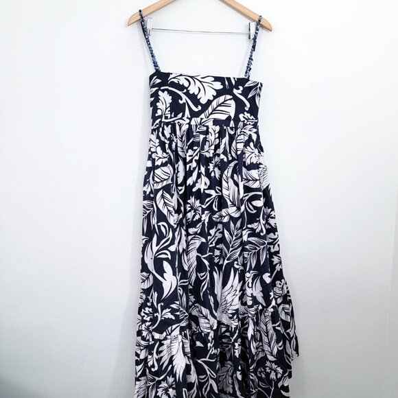 Andres Otalora Atlantico Cotton Poplin Midi Dress In Navy Print 8 - Picture 6 of 12